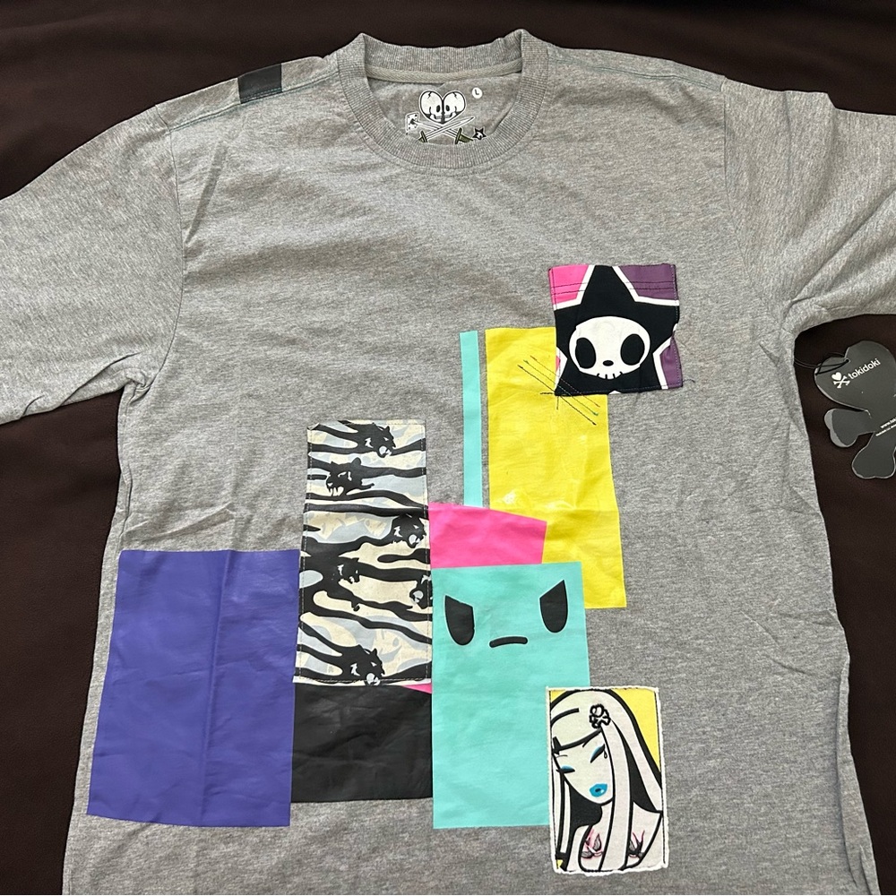tokidoki Gray Women’s Tee with Colorful Graphic Blocks